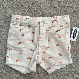 NWT Old Navy White Denim Shorts with Rainbow Print in Sz 4T